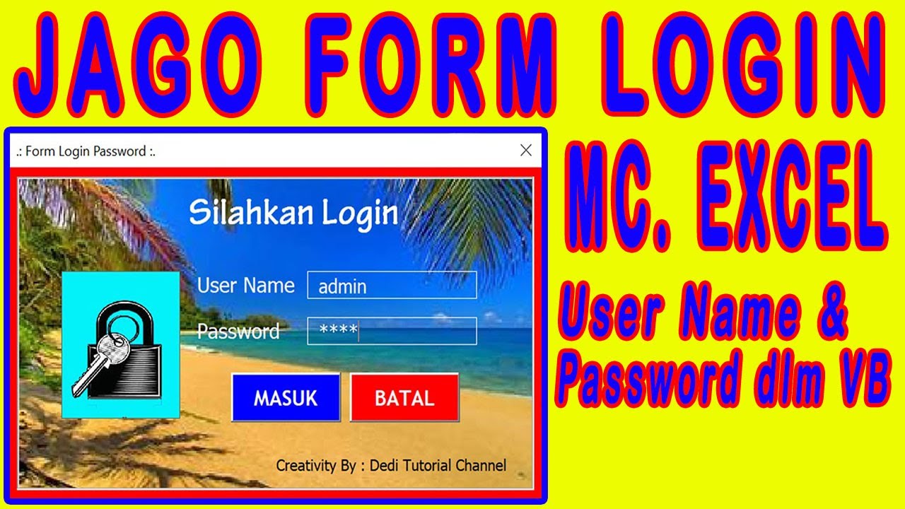 Cara Mudah Membuat Form Login User Name dan Password Mc. Excel - YouTube