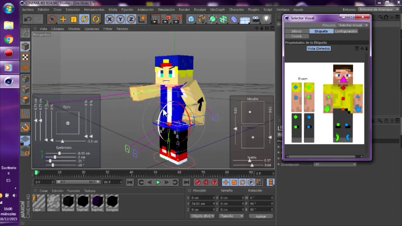 MINECRAFT | Como hacer un skin en 3D profesional con cinema4D | HD