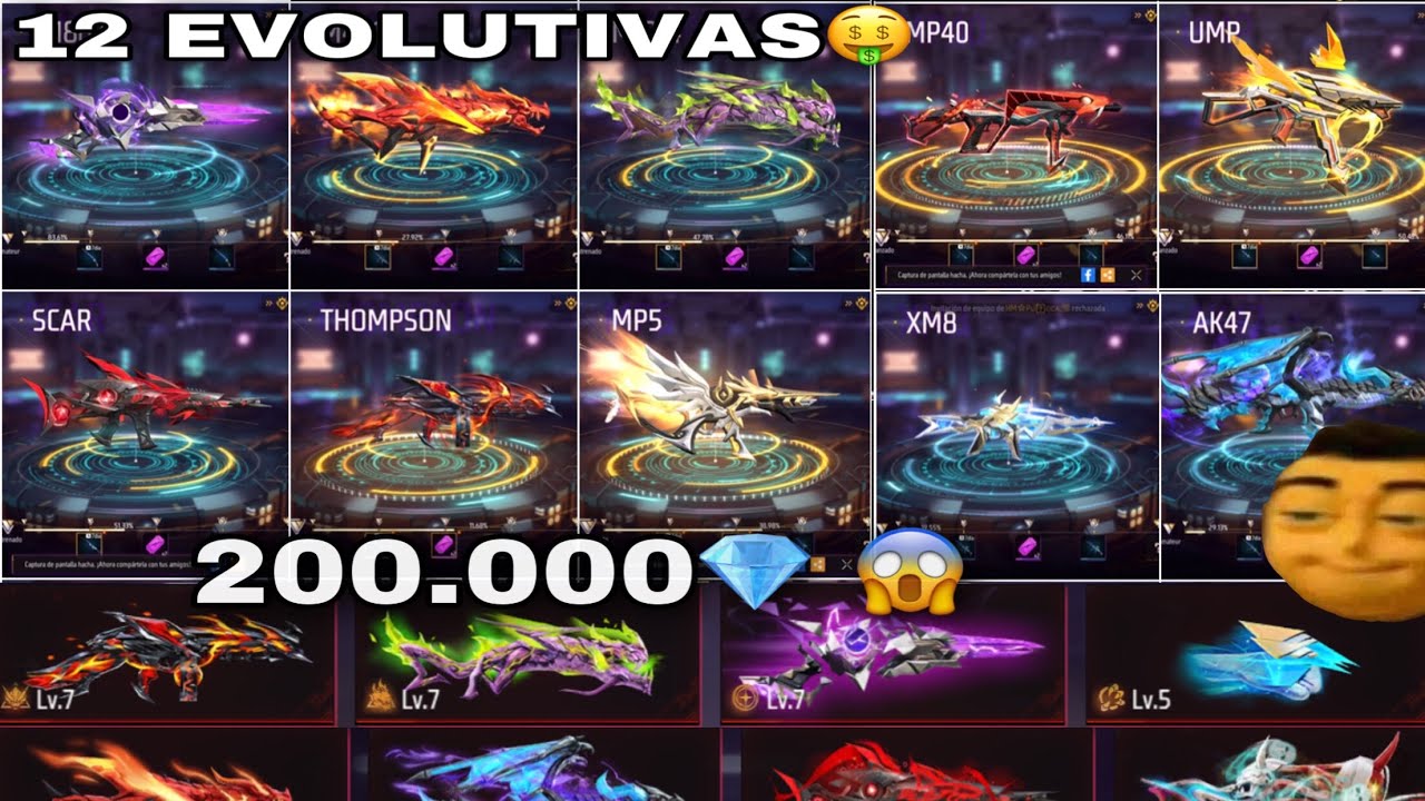MEJORANDO TODAS LAS EVOLUTIVAS DE FREE FIRE🔥 desde la THOMPSON asta la AK47// Free Fire 🥶