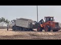 Sand pushing extreme operator Big wheel loader Matador ml50 &amp; Doosan DISD sd300n