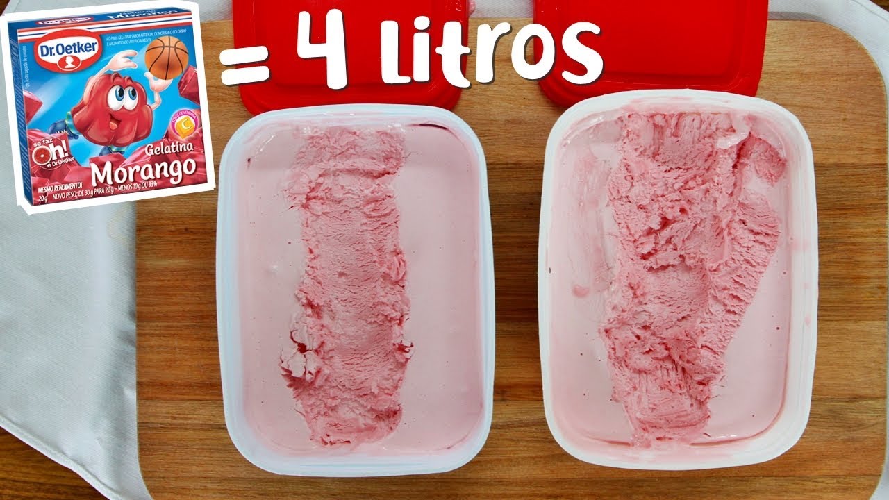 Sorvete de gelatina! Apenas 3 INGREDIENTES rende mais de 3 LITROS. Faça e  venda! 