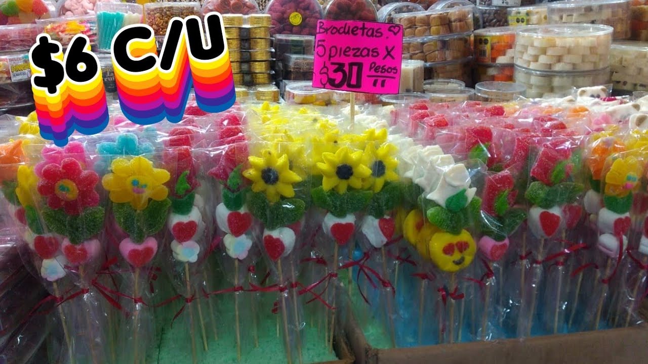 Brochetas de gomitas a un súper precio/10 de Mayo/Mercado de dulce.