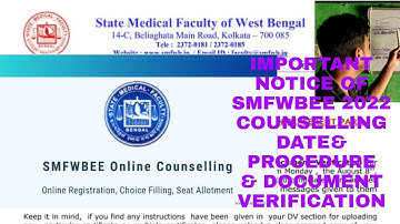 SMFWBEE COUNSELLING DATE 2022/DOCUMENT VERIFICATION & SEAT ALLOTMENT 2022// NOTICE & BEST COURSE2022