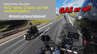 Motorcycle lesson AVD: Chaos at the traffic circle, dangerous BMWs!!