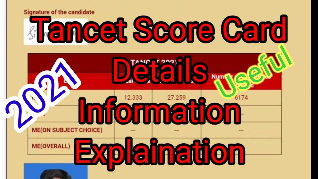 TANCET 2021 || TANCET SCORE CARD I| SCORE CARD || MARK SHEET || in Tamil