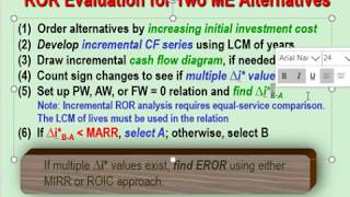 Incremental Rate of retrurn ∆i*, Engineering Economy Ch8