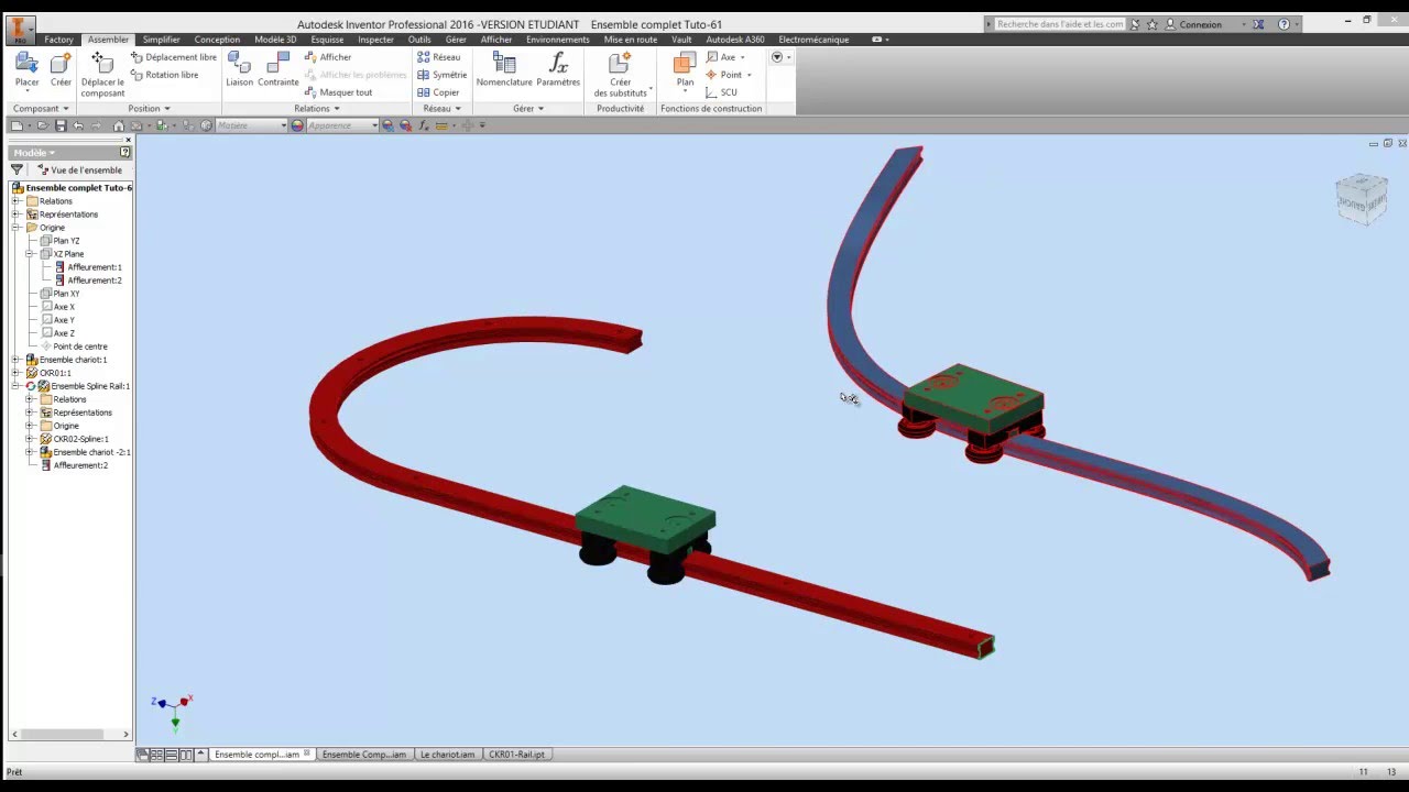 Tuto-61 Inventor 2016  Suivre la trajectoire d'un rail