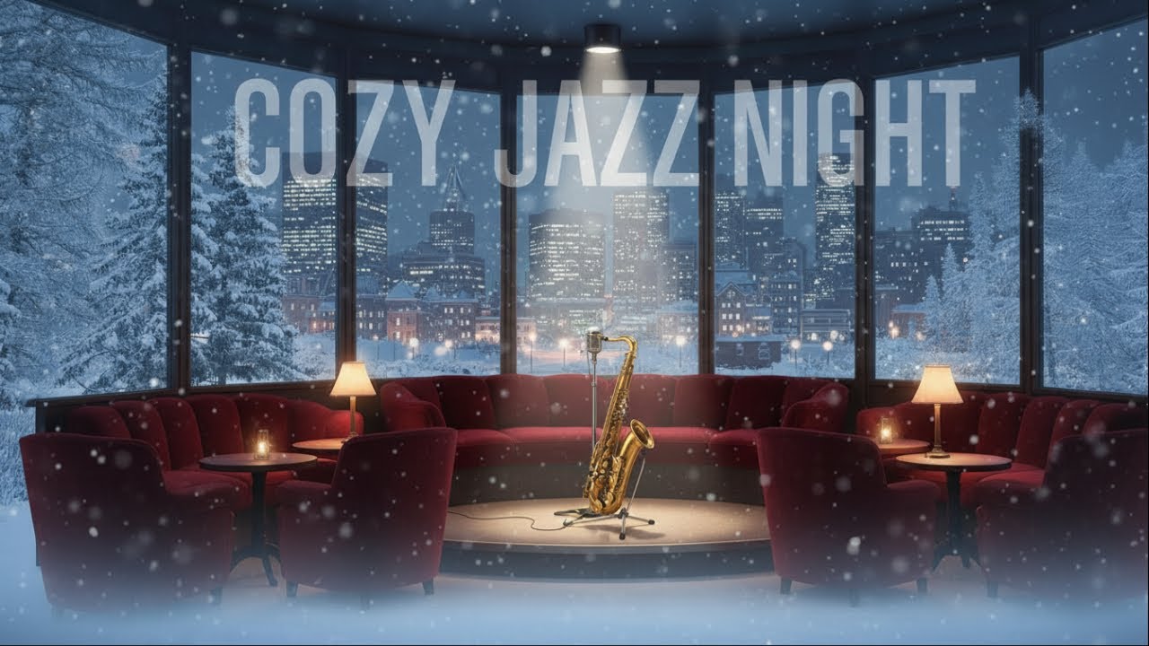 Winter Jazz in a 1950s Lounge – Slow Blues, Snow & City Lights