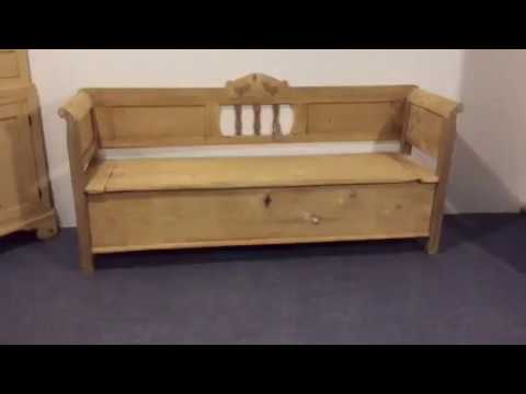 19th Century Country Kitchen Box Seat Bench - Pinefinders Old Pine Furniture Warehouse