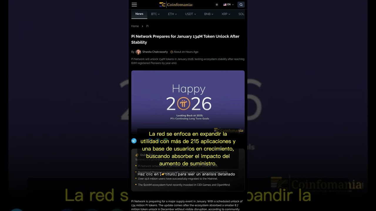 🧐👉 Pi Network libera 134 millones de tokens: ¿podrá la utilidad equilibrar el ... 