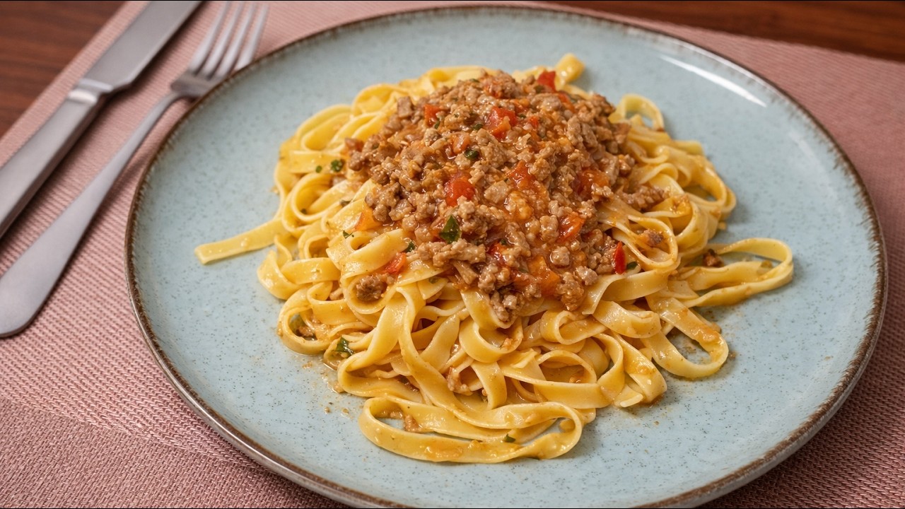 My Fettuccine alla Bolognese. My son's favorite dish.