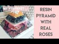 Epoxy Resin Pyramid with real Roses