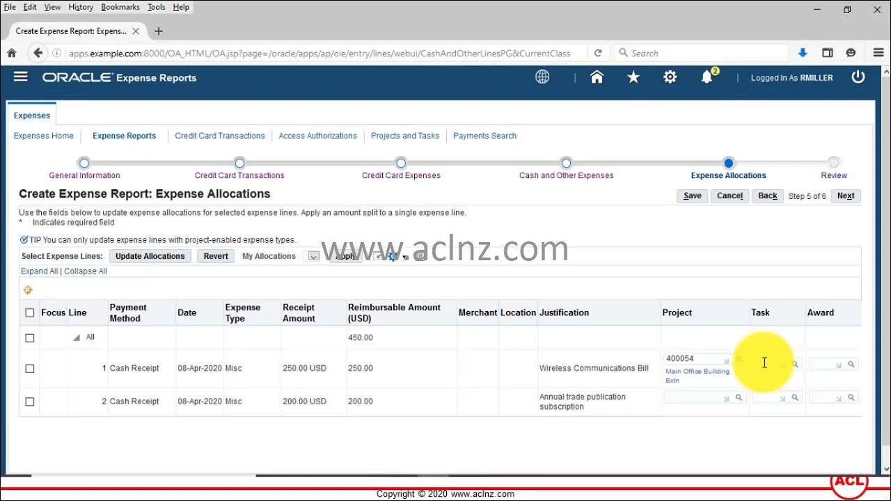 How to charge Expense Report to Grant Funded Project in Oracle Grants