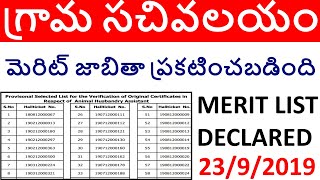 Ap grama sachivalayam merit list declared.