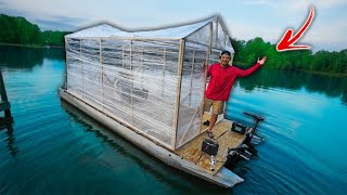 I Built A PLASTIC WRAP Houseboat! (overnight camp)