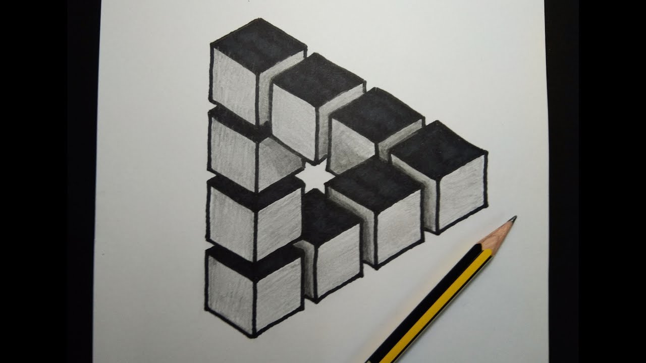 Vẽ 3D khối hình hộp ảo ảnh mạnh  3D Drawing Cube  YouTube