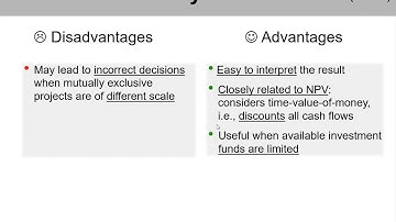 (7 of 20) Ch.9 - Profitability Index approach: pros & cons