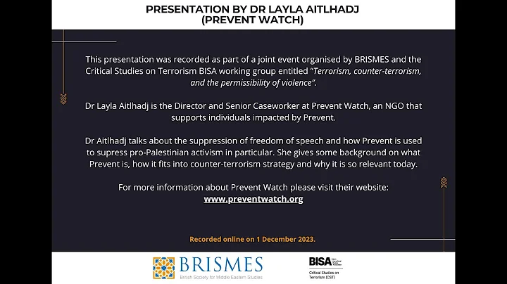 Presentation by Dr Layla Aitlhadj (Prevent Watch)