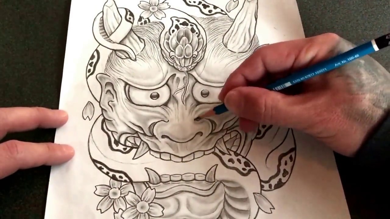 般若と蛇 桜散らし Tattoo下絵作成途中経過動画 Youtube