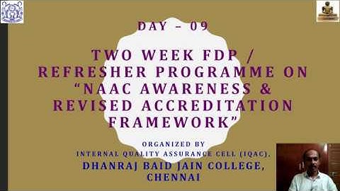 FDP on "NAAC Awareness & Revised Accreditation Framework For Autonomous Institution"- Dr.S.Ganapathy