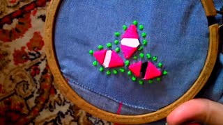 Simple Mirror Work Hand Embroidery | Sheesha work | Hand Embroidery
