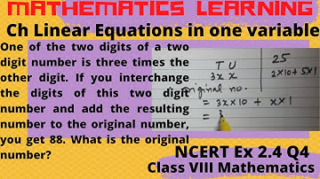 Type 2 Two digit word problem One of the two digits of a two digit number is three times ..