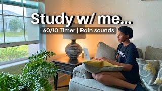 I'm bored.. Let's Study! | 4 hours, 60/10 Timer | Rain background noise
