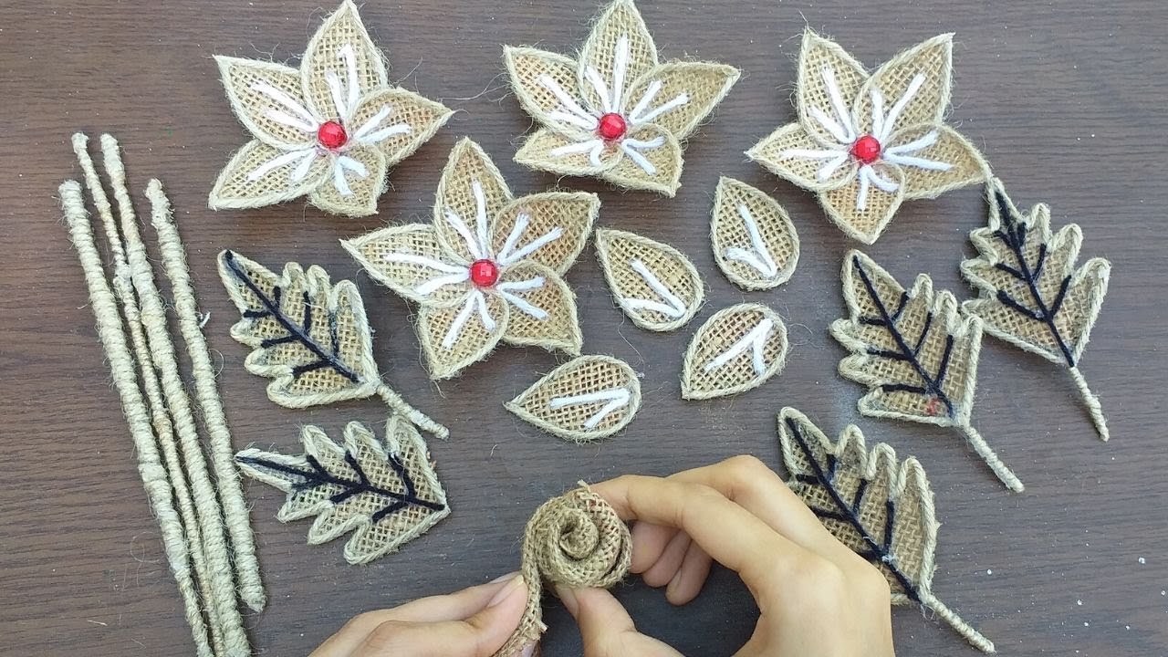 DIY Reuse Jute Burlap Home Decor Flower With Vase Easy Handmade Jute