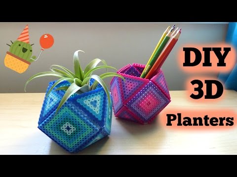 DIY 3D Perler Bead Geometric Planters