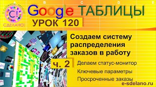 Google Таблицы. Урок 120-2. Система управления заказами. Статус - монитор с ключевыми параметрами