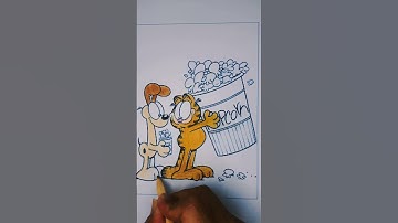 Coloring Garfield with Colored Pencils || Garfield and Odie #short #garfield #cat