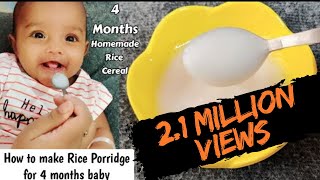 Rice Porridge Recipe/4 months baby food/ Rice Porridge for 4 months baby/Perfect baby food