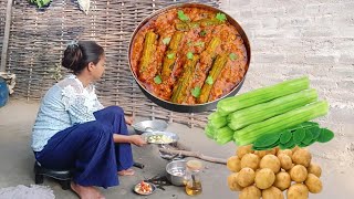 Today making potato with drums stick curry|| Indian girl is  making Indian vegitables ||Village girl