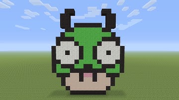 Minecraft Pixel Art - GIR Invader Zim Mushroom Head