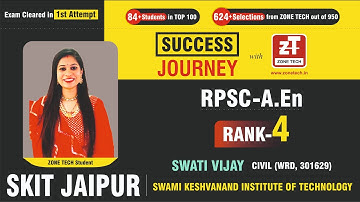 RPSC Toppers Success Story with ZONE TECH II SWATI VIJAY, Rank-04 ( WRD-AEn Civil ) | SKIT Jaipur