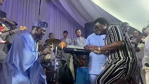 MACARONI BEAT PASUMA ON DANCE FLOOR AT WASIU AND ENIOLA WEDDING
