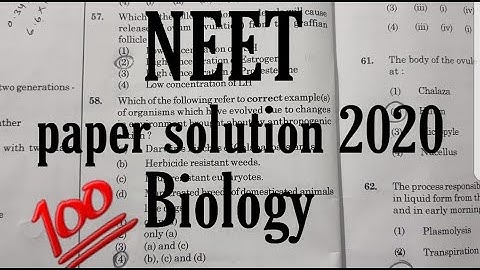 NEET Paper solution 2020 | Biology| Booklet code H1