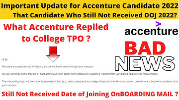 Accenture Candidates Who Still Not Received DOJ 2022 | Accenture Reply to College TPO regarding DOJ?