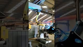 #linear rail with inverted cantilever and two-axis L-type #positioner for #Fanuc welding robots.