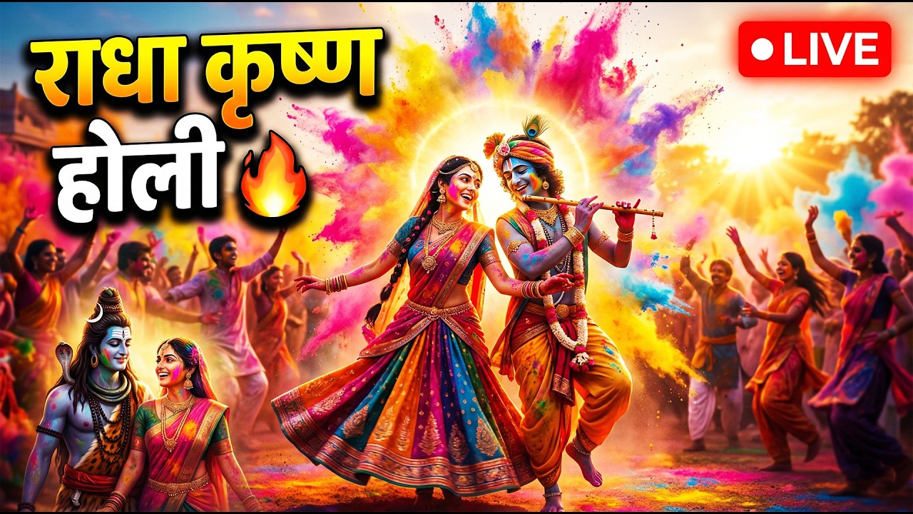 🔴 LIVE Radha Krishna Holi Mahotsav 🌸 | Divine DJ Bhajan & Braj Rang Utsav 2026 🔥