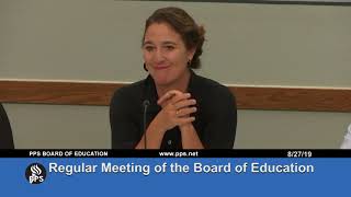 2019-08-27 Regular Meeting of the Board of Education