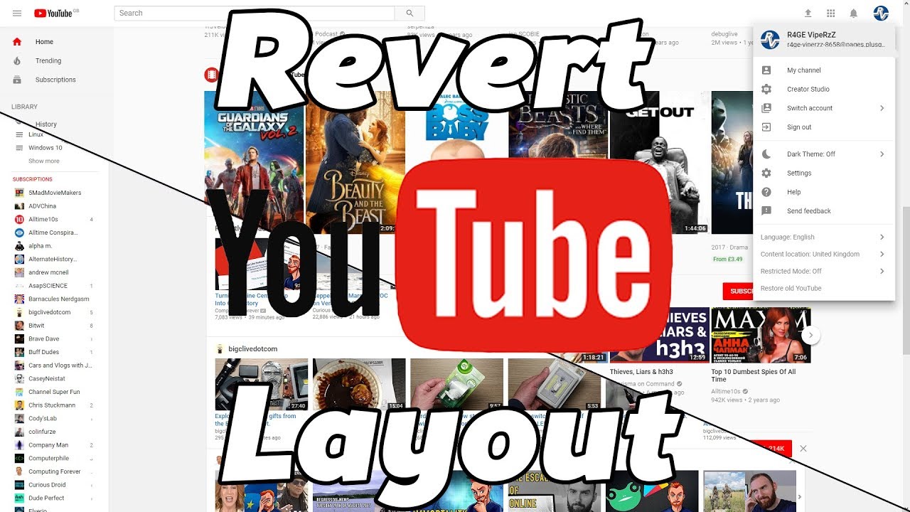 How to change to the old YouTube layout 2018 YouTube