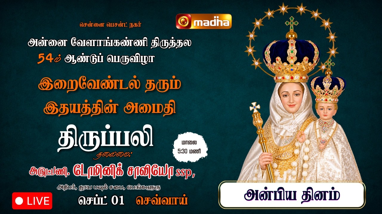 BESANT NAGAR MADHA NOVENA MASS | இறைவேண்டல் தரும் இதயத்தின் அமைதி  | 🔴LIVE 05:30 PM | 01 SEP 2026