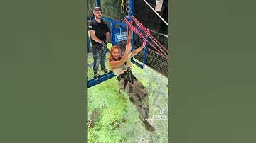 She released the lever herself!! 😂 #bungeejumping #swing #zipline #adrenaline #adrenalinerush #fun