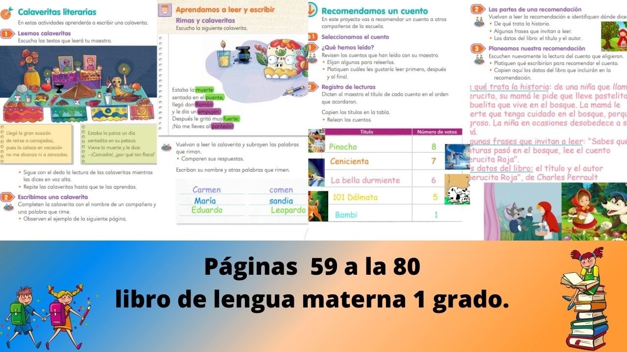 Páginas 59 a 80 libro de lengua materna 1 grado - YouTube