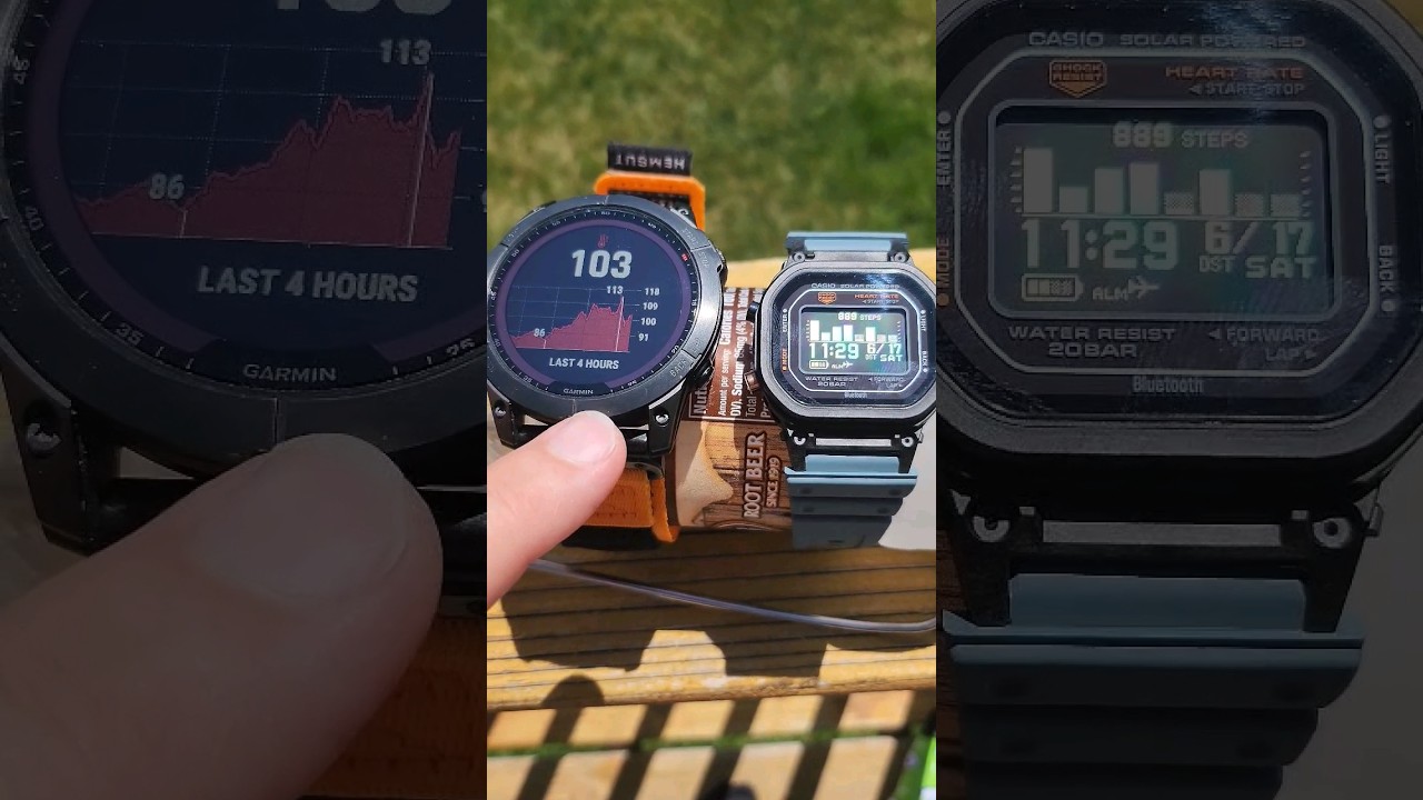 Тест солнечной зарядки Casio и Garmin.. (просто трейлер)