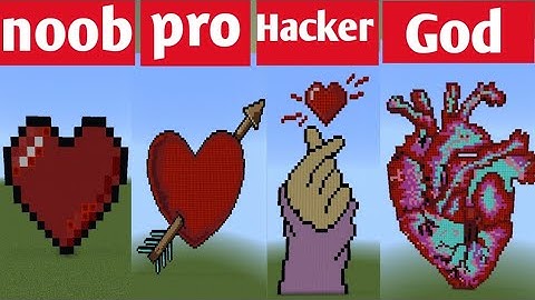 Pixel Art (Noob vs Pro vs Hacker vs God) Heart in Minecraft