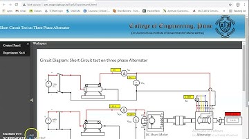 Short Circuit Test on 3 phase Alternator - Simulation using Virtual Labs