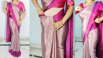 Uniform crepe saree draping perfectly for beginners | Office wear crepe saree draping with new trick