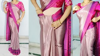 Uniform crepe saree draping perfectly for beginners | Office wear crepe saree draping with new trick screenshot 2